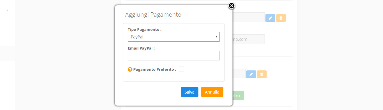 Associazione - Metodi di pagamento PayPal
