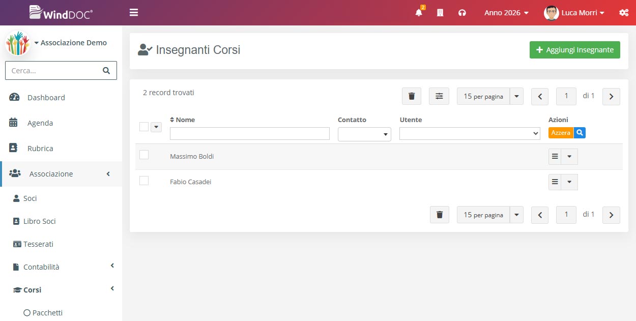 Insegnante Corsi : Lista