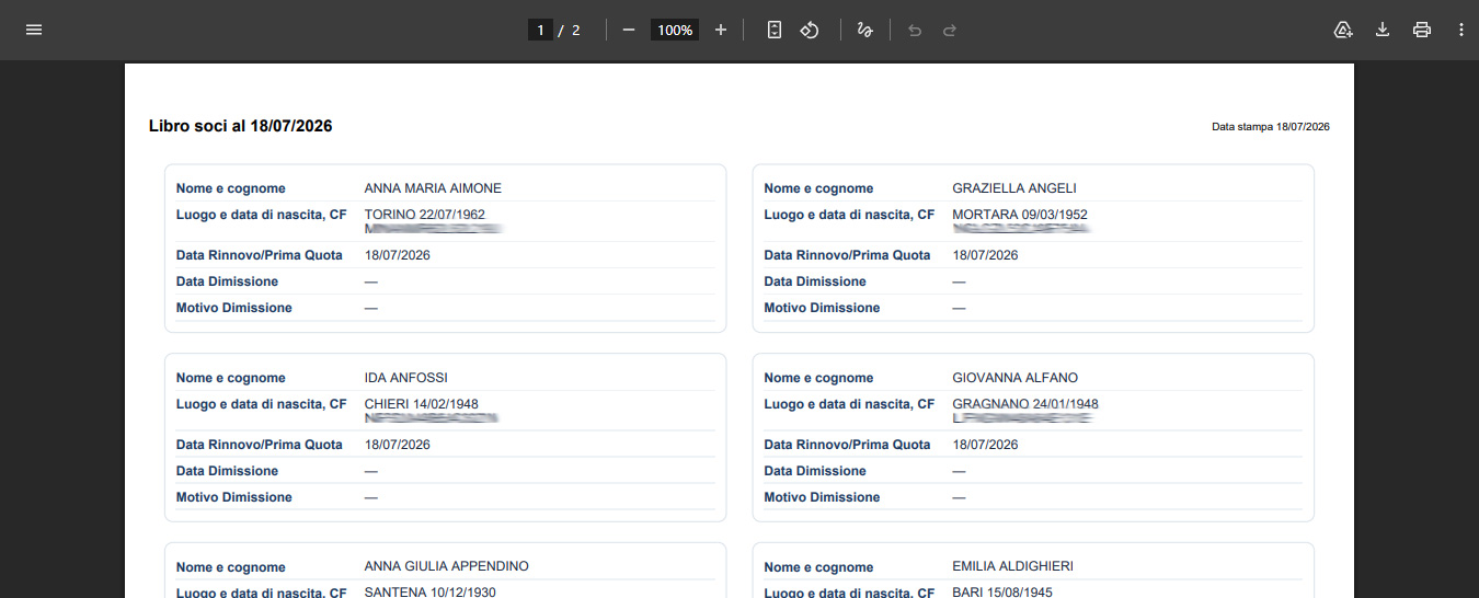 Stampa libro soci